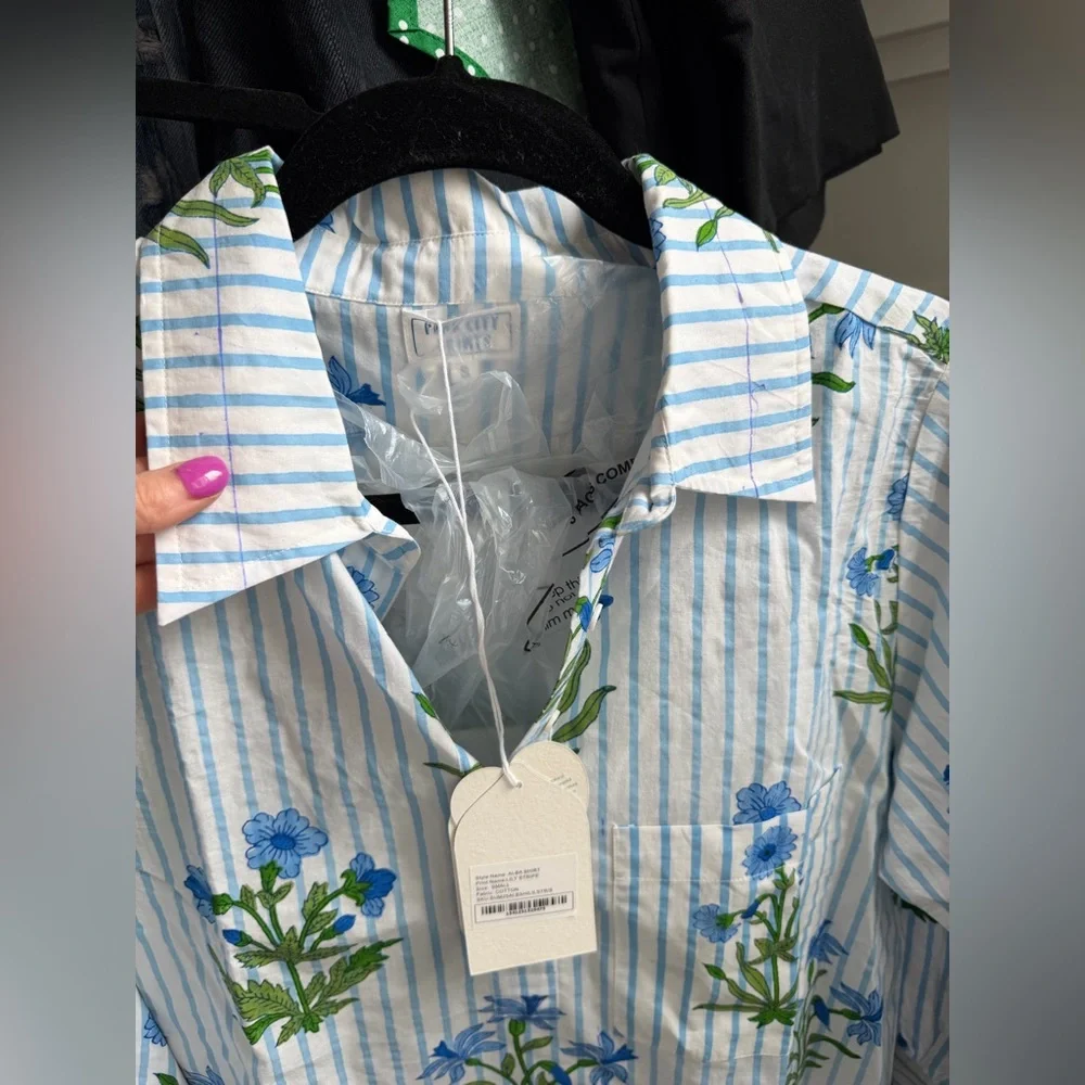 Pink City Prints Lily Stripe Alba Shirt - Small - Picture 8 of 9